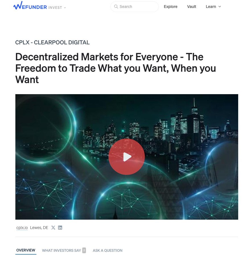 Navigate to the cplx.io Wefunder page